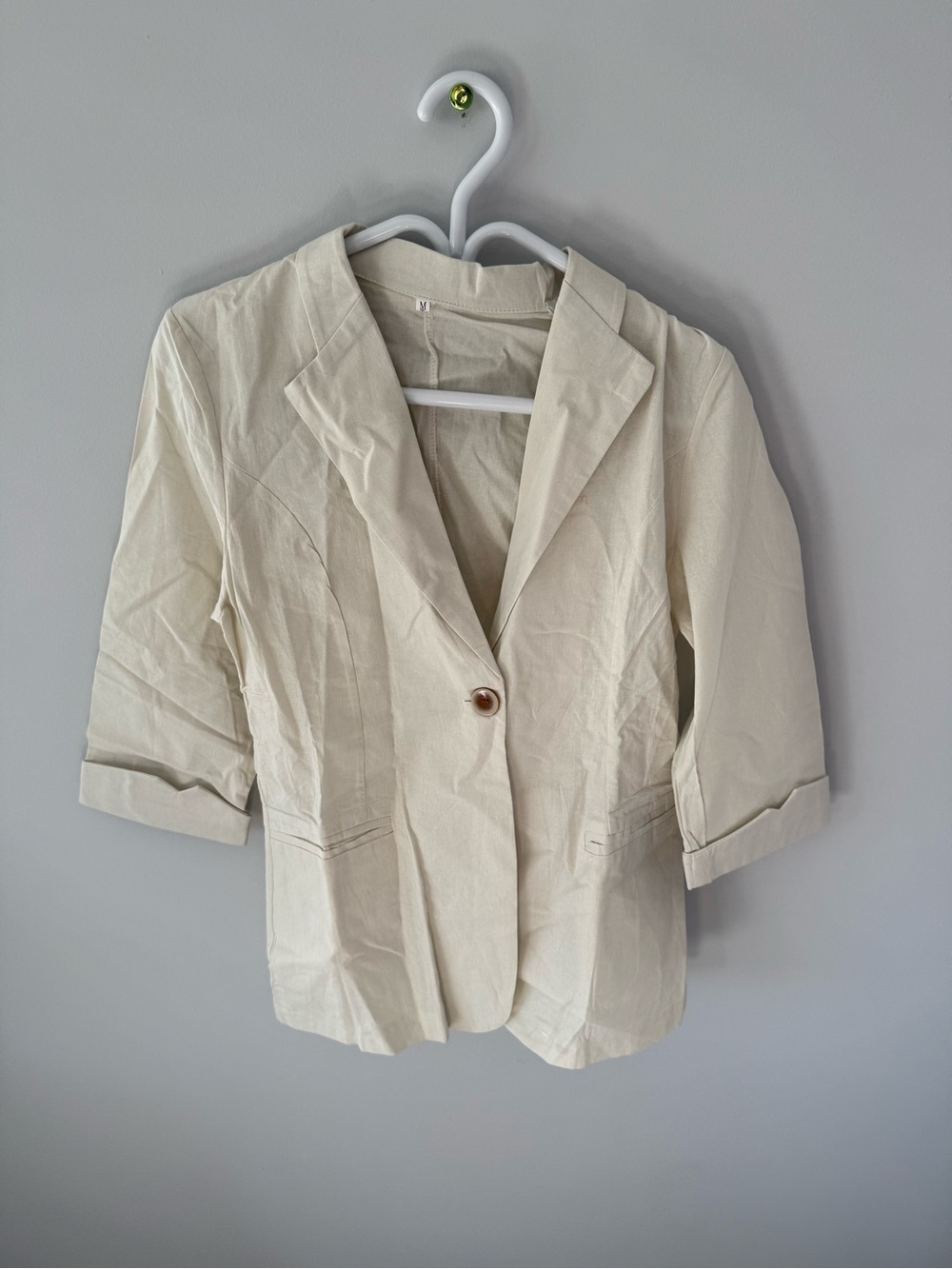 Cream Single-Button Women's Tailored Blazer